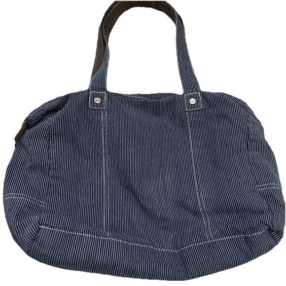 Thirty-One Casual Cargo Tote Blue Striped Handle Shoulder Bag - Picture 10 of 10